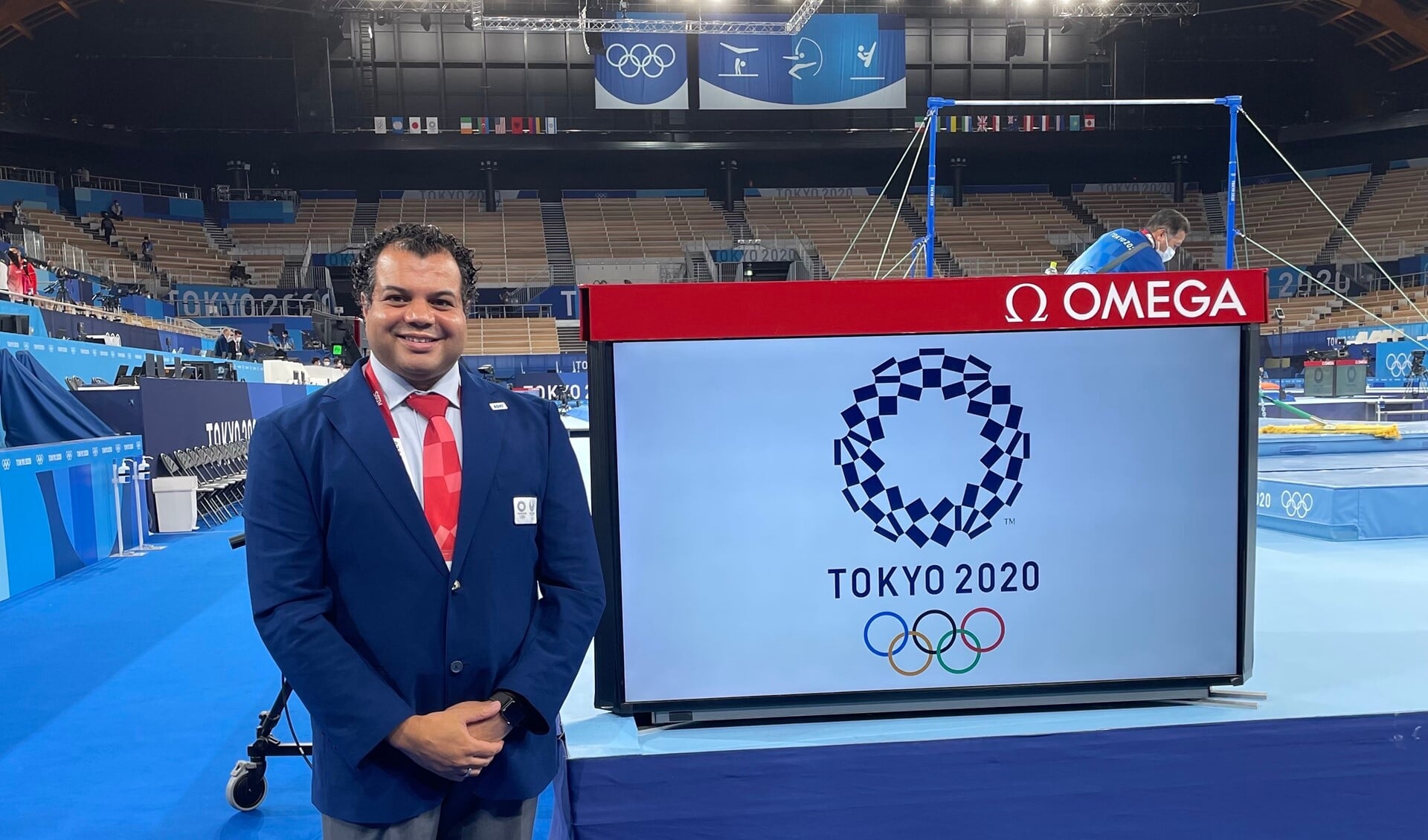 Foto van Raymond die jury is bij de olympische spelen in Tokio 2020